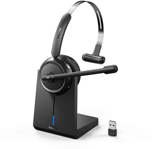 Main image of Wireless Headset 5.2 for Call Center, Bluetooth Headphones with Mic for Work(Noise Cancelling), 65 Hours Woktime & Mute Button,Wireless Headset for Work from Home/Office/PC/Computer/Laptop(Black)