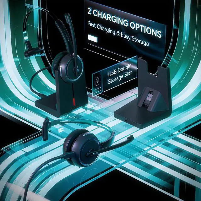 Alt view image 4 of 7 - Wireless Headset 5.2 for Call Center, Bluetooth Headphones with Mic for Work(Noise Cancelling), 65 Hours Woktime & Mute Button,Wireless Headset for Work from Home/Office/PC/Computer/Laptop(Black)