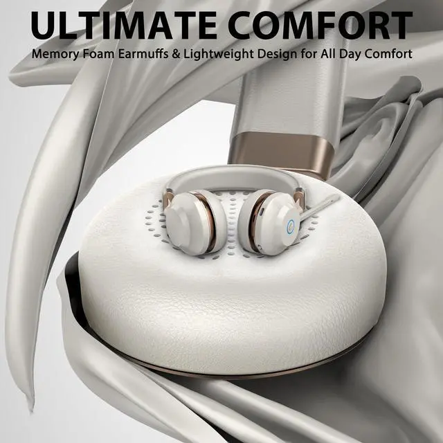 Alt view image 7 of 7 - Wireless Headset with Mic for Work, 45Hrs Bluetooth Headset with Microphone Noise Canceling & Charging Base, WirelessHeadphones with Mic Mute & USB Dongle for PC/Laptop/Office/Work/Call Center/Teams