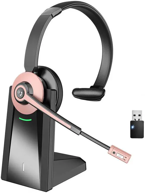 Main image of Wireless Headset with Mic for Work, Wireless Headset with Microphone (Noise Cancelling & Mute Button, USB Dongle & Charging Base), Bluetooth Headphones for Home/Office/Computer/Laptop/Phone/Teams/Zoom