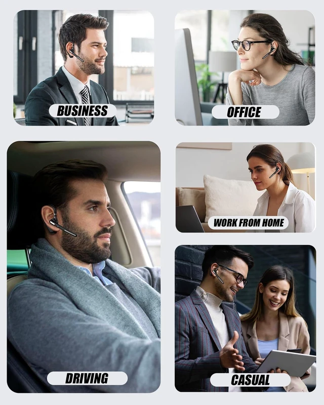 Alt view image 7 of 7 - Bluetooth Headset V5.4, Wireless Bluetooth Earpiece with CVC8.0 Dual Mic Noise Cancelling 110 Hours Talktime for Cell Phone/iPhone and Android Headphones for Trucker/Driver/Business