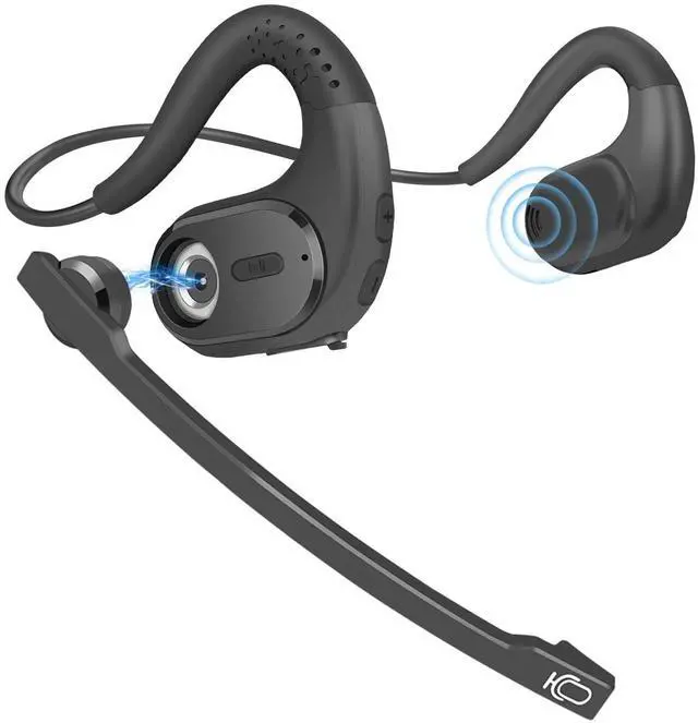 Main image of Bluetooth Headset with Removable Microphone, Noise Cancelling Wireless Headset for Phones Laptop Computer PC, Open Ear Headphones for Office Meeting Running Cycling Driving Working-12 Hrs
