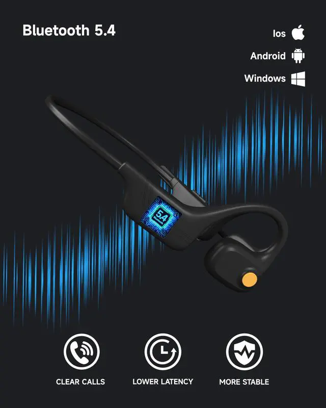 Alt view image 6 of 7 - Open Ear Headphones with Mic, Bluetooth Headset with Noise Cancelling Microphone and Multipoint Connect, Wireless Bluetooth 5.4 Headset for Work Call Meeting Driving(Black)