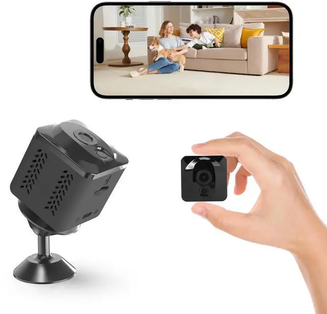 Main image of Mini Camera Wireless Indoor Security Camera with Night Vision: Motion Detection, Dual Storage (Cloud/SD), App Control, Magnetic Mount for Home/Office/Baby/Pet 24/7 Monitoring (Black)