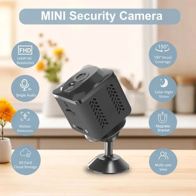 Alt view image 3 of 7 - Mini Camera Wireless Indoor Security Camera with Night Vision: Motion Detection, Dual Storage (Cloud/SD), App Control, Magnetic Mount for Home/Office/Baby/Pet 24/7 Monitoring (Black)