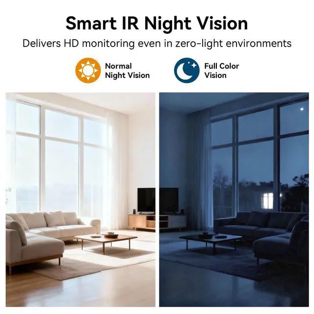 Alt view image 4 of 7 - 4K HD Wireless WiFi Security Camera, Nanny Cam for Home, Indoor Camera with Clock with App Control, AI Motion Detection, Loop Recording, Night Vision, Local & Cloud Storage, Easy to Use