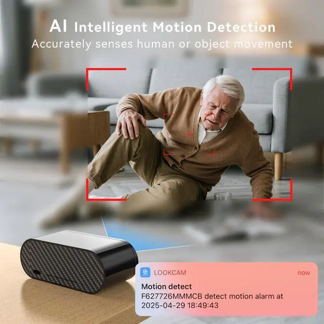 Alt view image 5 of 7 - 4K HD Wireless WiFi Security Camera, Nanny Cam for Home, Indoor Camera with Clock with App Control, AI Motion Detection, Loop Recording, Night Vision, Local & Cloud Storage, Easy to Use