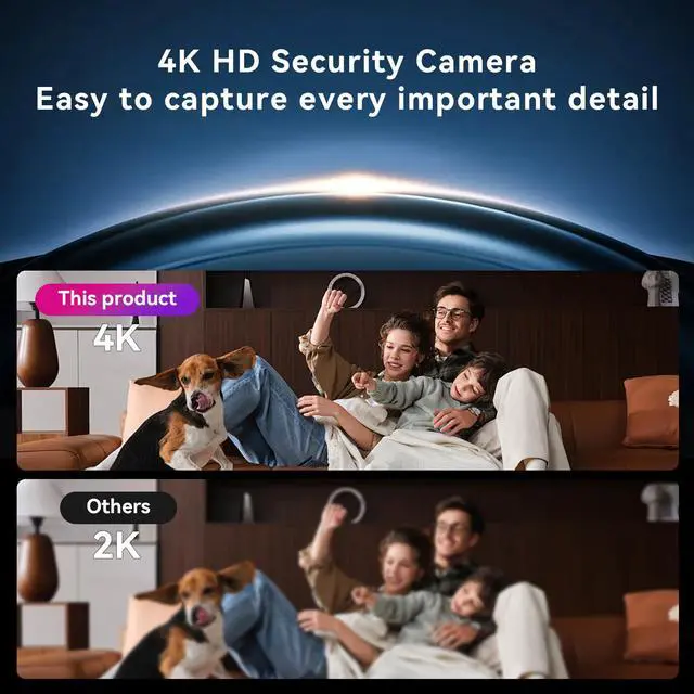 Alt view image 3 of 7 - 4K HD Wireless WiFi Security Camera, Nanny Cam for Home, Indoor Camera with Clock with App Control, AI Motion Detection, Loop Recording, Night Vision, Local & Cloud Storage, Easy to Use