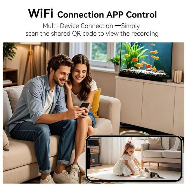 Alt view image 6 of 7 - 4K HD Wireless WiFi Security Camera, Nanny Cam for Home, Indoor Camera with Clock with App Control, AI Motion Detection, Loop Recording, Night Vision, Local & Cloud Storage, Easy to Use