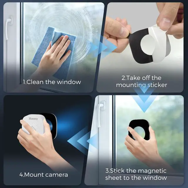 Alt view image 2 of 7 - 5MP 3K Window Security Camera with 24/7 Recording, No Subscription Required, Indoor Camera with Color Night Vision, Motion Detection, 2.4G5G WiFi, Quick & Easy Installation (2Pack)