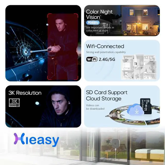 Alt view image 3 of 7 - 5MP 3K Window Security Camera with 24/7 Recording, No Subscription Required, Indoor Camera with Color Night Vision, Motion Detection, 2.4G5G WiFi, Quick & Easy Installation (2Pack)