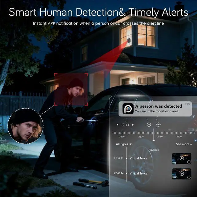 Alt view image 5 of 7 - 5MP 3K Window Security Camera with 24/7 Recording, No Subscription Required, Indoor Camera with Color Night Vision, Motion Detection, 2.4G5G WiFi, Quick & Easy Installation (2Pack)