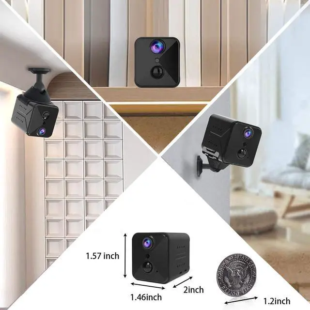 Alt view image 2 of 7 - Wireless Mini Security Camera FKJ-WiFi, Remoted App Viewing, Long time Standby Battery Camera for Home, 2K Live View, Portable,Indoor with Auto Night Vision & Real-time Motion Alerts