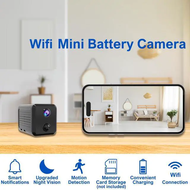Alt view image 7 of 7 - Wireless Mini Security Camera FKJ-WiFi, Remoted App Viewing, Long time Standby Battery Camera for Home, 2K Live View, Portable,Indoor with Auto Night Vision & Real-time Motion Alerts