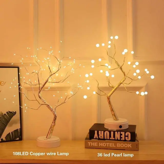Alt view image 2 of 5 - DIY Led Desk Bonsai Tree Light, Desk Table Decor 108 LED Head Lights for Home,Bedroom, Indoor,Wedding Party, Decoration Touch Switch Battery Powered or USB Adapter