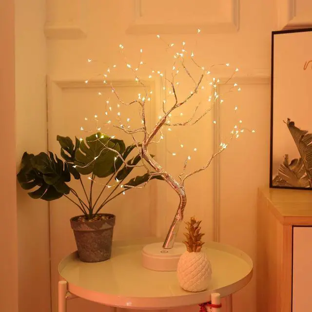 Alt view image 5 of 5 - DIY Led Desk Bonsai Tree Light, Desk Table Decor 108 LED Head Lights for Home,Bedroom, Indoor,Wedding Party, Decoration Touch Switch Battery Powered or USB Adapter
