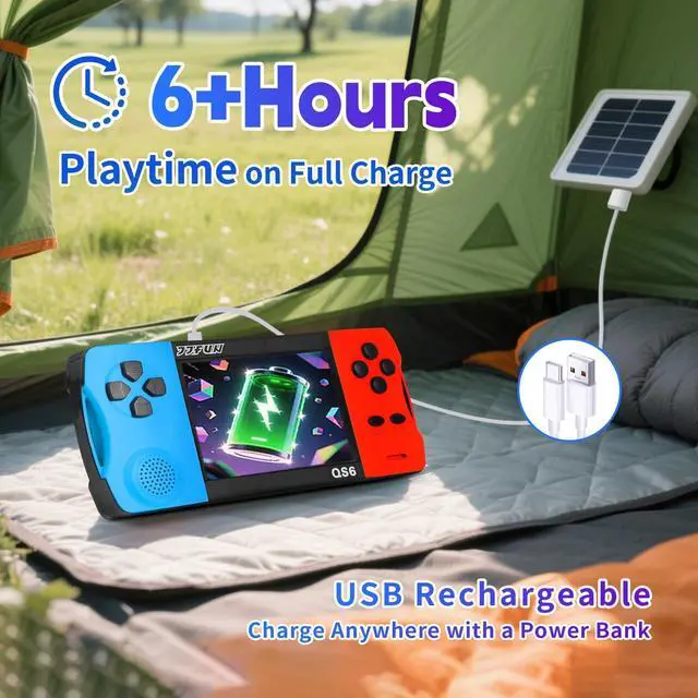 Alt view image 4 of 6 - Handheld Game Console for Kids 3.5" IPS Large Screen Rechargeable,Preloaded 216 Video Games ,Arcade Electronic Toy Birthday Xmas Present for GirlsBlueRed