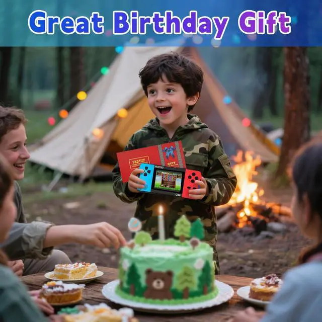 Alt view image 6 of 6 - Handheld Game Console for Kids 3.5" IPS Large Screen Rechargeable,Preloaded 216 Video Games ,Arcade Electronic Toy Birthday Xmas Present for GirlsBlueRed