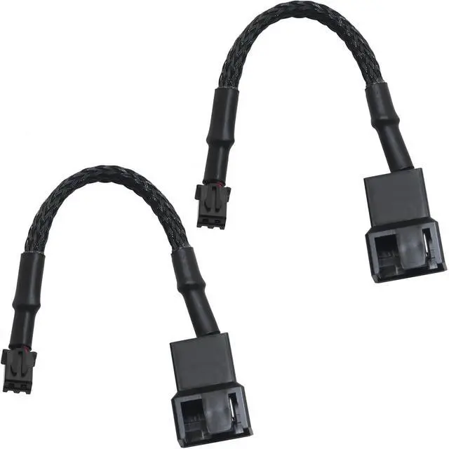 Main image of 2PCS Mini 2-Pin Fan Adapter Cables to 4-Pin PC Fans to Mini 2-Pin JST XH 2.5mm Headers to Fan Power Adapter with Braid 24AWG Coarse Copper Cable for Device Connection Black