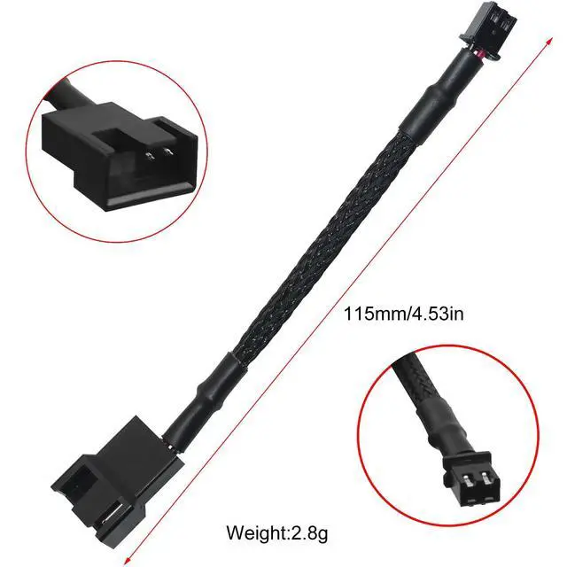 Alt view image 2 of 5 - 2PCS Mini 2-Pin Fan Adapter Cables to 4-Pin PC Fans to Mini 2-Pin JST XH 2.5mm Headers to Fan Power Adapter with Braid 24AWG Coarse Copper Cable for Device Connection Black