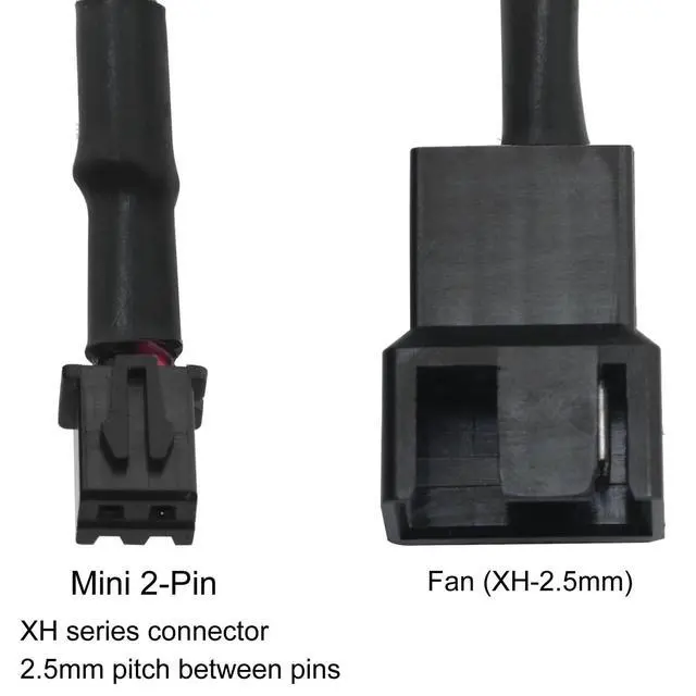 Alt view image 3 of 5 - 2PCS Mini 2-Pin Fan Adapter Cables to 4-Pin PC Fans to Mini 2-Pin JST XH 2.5mm Headers to Fan Power Adapter with Braid 24AWG Coarse Copper Cable for Device Connection Black