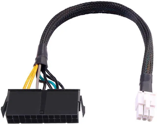 Main image of Desktop ATX Power Supply Adapter Cable,24-Pin to 6-Pin Square Connector,30CM Braided 18AWG,Compatible with Inspiron/Optiplex/VOSTRO