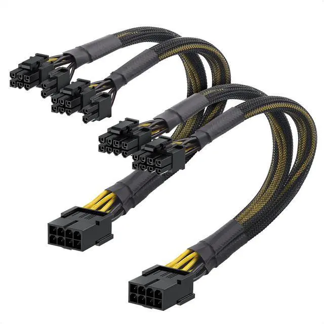 Main image of 2-Pack PCIe 8 Pin to Dual 8 Pin (6+2) Female to Male PCIe Power Adapter for GPUs - 9 Inches