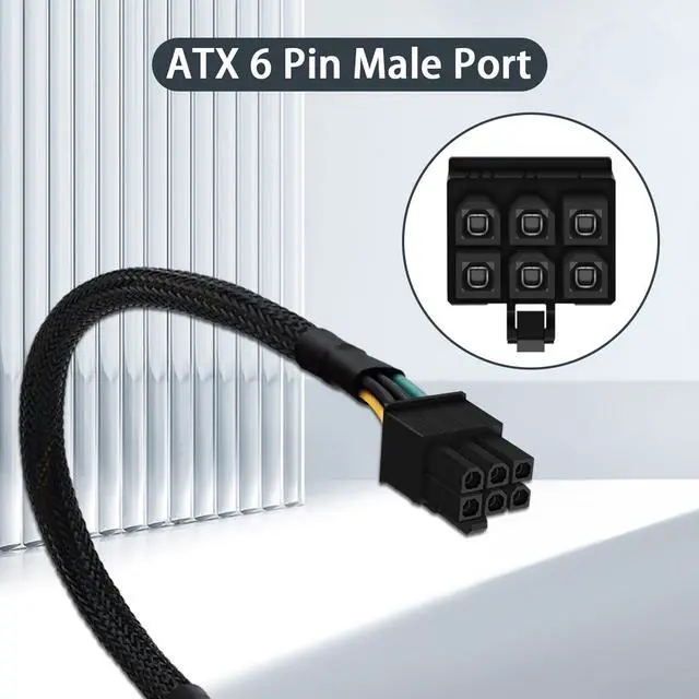 Alt view image 2 of 7 - 24 Pin to 6 Pin ATX PSU Power Adapter Cable for Dell Motherboard with 6 Pin Port 13.3-inch(34cm)