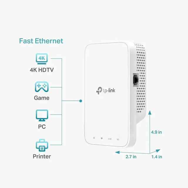 Alt view image 4 of 7 - WiFi Extender with Ethernet Port, Dual Band 5GHz/2.4GHz (AC1200)