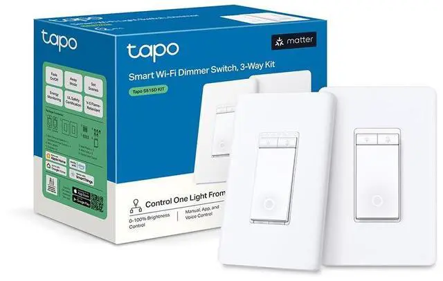 Main image of Smart 3 Way Dimmer Switch KIT, Matter Compatible, Energy Monitoring, Neutral Wire Required, Works with Alexa, Siri, Google Home, SmartThings, UL Certified, 2.4GHZ Wi-Fi, Tapo S515D KIT