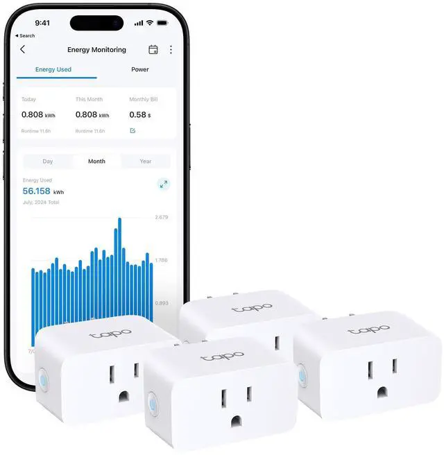 Main image of Smart Plug Mini, Matter Compatible, Compatible with Alexa, Google Home & Samsung SmartThings, Energy Monitoring, 15A, UL Certified, 2.4G Wi-Fi Only, Tapo P110M(4-Pack)