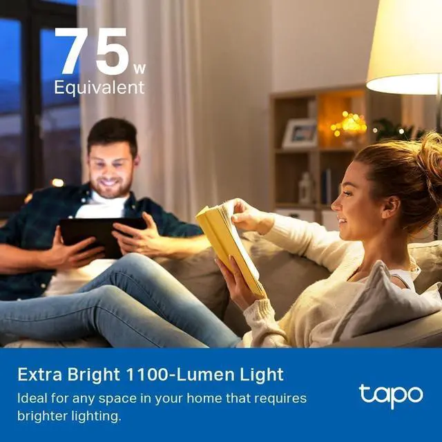 Alt view image 4 of 7 - Smart Light Bulbs, 1100 Lumens High Brightness (75W Equivalent), Matter-Certified, 16M Colors WiFi Light Bulb, Dimmable, Works w/Siri, Alexa & Google Home, A19 E26, Tapo L535E(2-Pack)