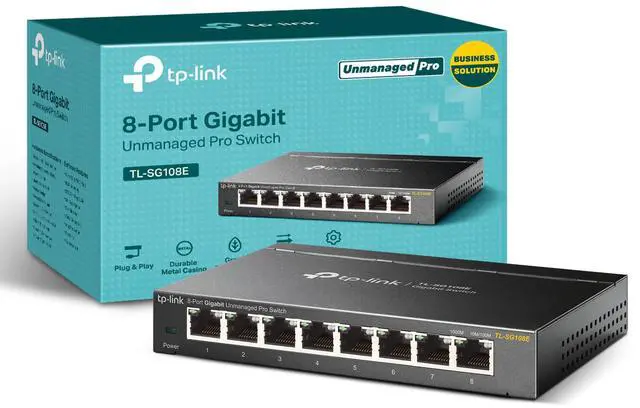 Main image of 8 Port Gigabit Switch | Easy Smart Managed | Plug & Play | Desktop/Wall-Mount | Sturdy Metal w/ Shielded Ports | Support QoS, Vlan, IGMP and LAG (TL-SG108E)