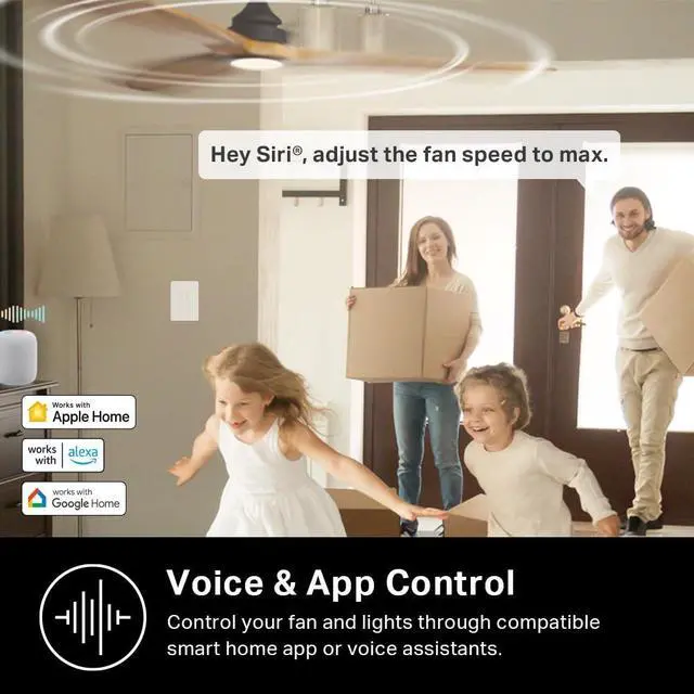Alt view image 4 of 7 - Ceiling Fan Control & Dimmer Switch | Adjustable 4-Speed Fan & Brightness Control | Works w/Apple HomeKit, Alexa & Google Home | 2.4G Wi-Fi Only, Single Pole, Neutral Wire Required | KS240