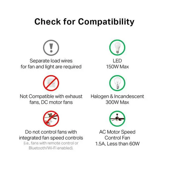 Alt view image 7 of 7 - Ceiling Fan Control & Dimmer Switch | Adjustable 4-Speed Fan & Brightness Control | Works w/Apple HomeKit, Alexa & Google Home | 2.4G Wi-Fi Only, Single Pole, Neutral Wire Required | KS240
