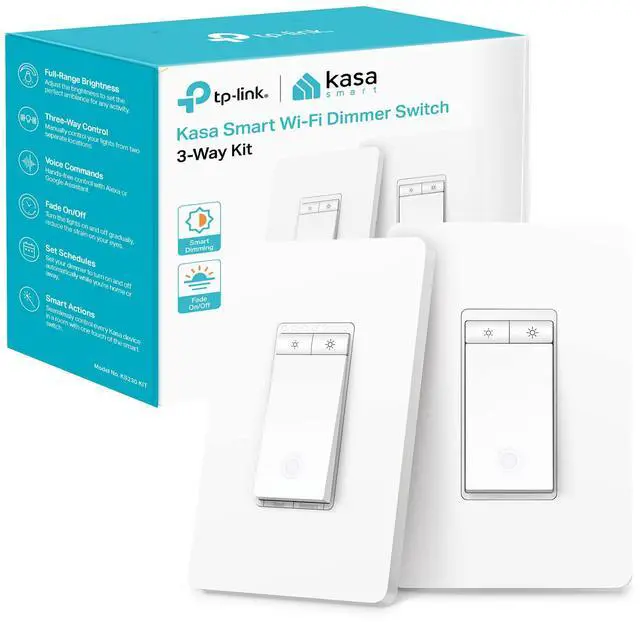 Main image of 3 Way Dimmer Switch KIT, Dimmable Light Switch Compatible with Alexa, Google Assistant and SmartThings, Neutral Wire Needed, 2.4GHz, ETL Certified, No Hub Required, White (KS230 KIT v2)