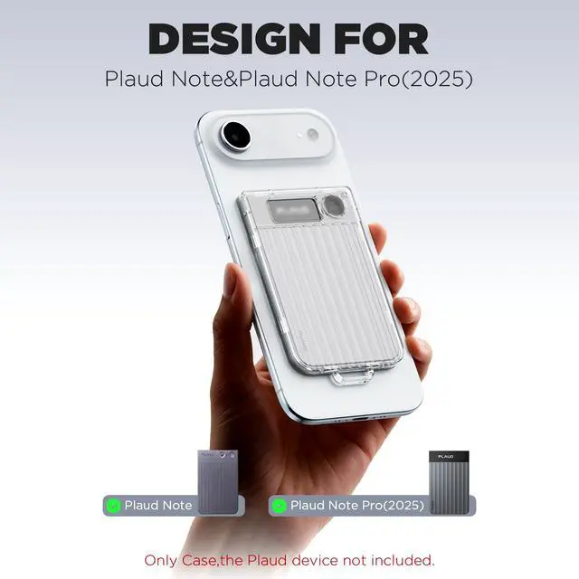 Alt view image 2 of 7 - Magnetic Holder for Plaud Note&Plaud Note Pro(2025) with Lanyard&Carabiner,Anti-Scratch Hard Slim PC Portable Protective Case Ai Voice Recorder Accessories (Clear)