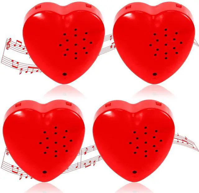 Main image of 4 Pack 60 Seconds Voice Recorder for Stuffed Animal Heart Red Push Button Heart Shaped Sound Recorder Recordable Device for Toy Plush Bear Doll Voice Message Recording