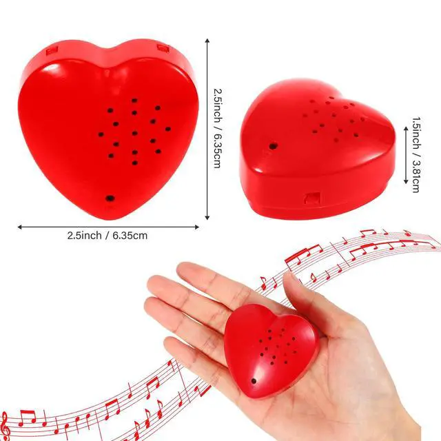 Alt view image 2 of 6 - 4 Pack 60 Seconds Voice Recorder for Stuffed Animal Heart Red Push Button Heart Shaped Sound Recorder Recordable Device for Toy Plush Bear Doll Voice Message Recording