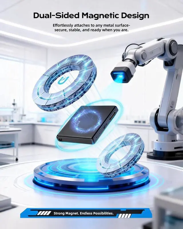 Alt view image 3 of 7 - Mini Square Magnetic Voice Recorder 128GB Portable Voice Activated Audio Recorder with Noise Reduction, 9000 Hours Storage, 90 Day Standby, Compatible with Android & iOS