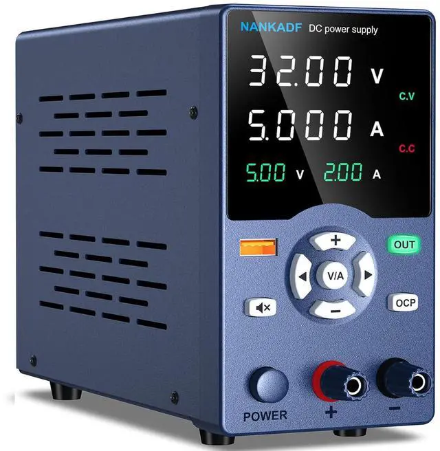 Main image of DC Power Supply, 30V 5A Variable Power Supply with Output Button, USB Fast Charging Port/USB Output Current Display, Bench Power Supply with OCP Short Circuit Alarm, Mute Mode