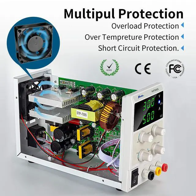 Alt view image 3 of 7 - 30V 5A DC Bench Power Supply Variable 3-Digital LED Display, Switching Lab Power Supply with Free Alligator Clip US Power Cord