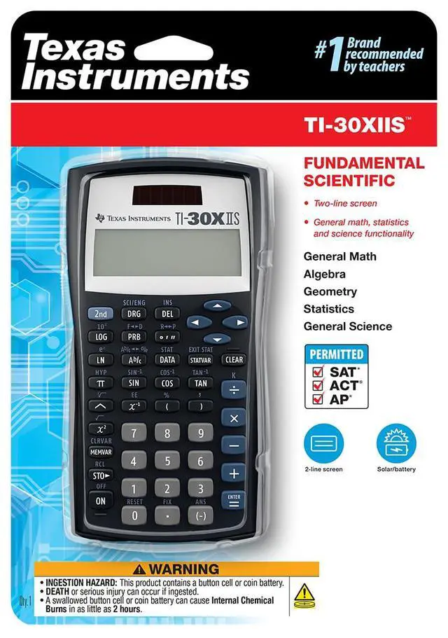 Alt view image 6 of 6 - TI-30XIIS Scientific Calculator, Black with Blue Accents (30XIIS/TBL/1L1/BK)