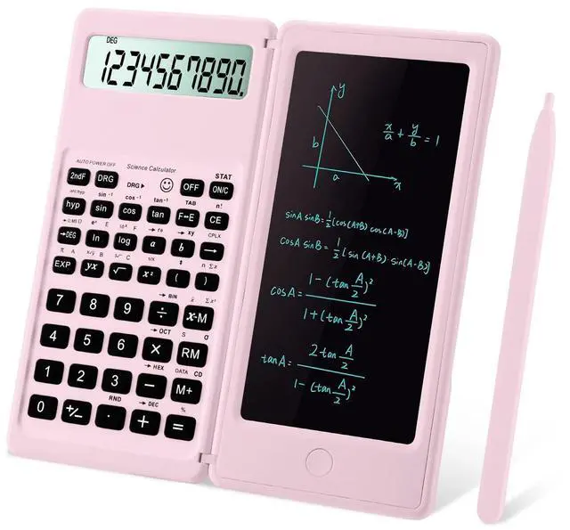 Main image of Scientific Calculators for Students, 10-Digit Large Screen, Math Calculator with Notepad, Classroom Must Haves for Middle High School Supplies & College Pink