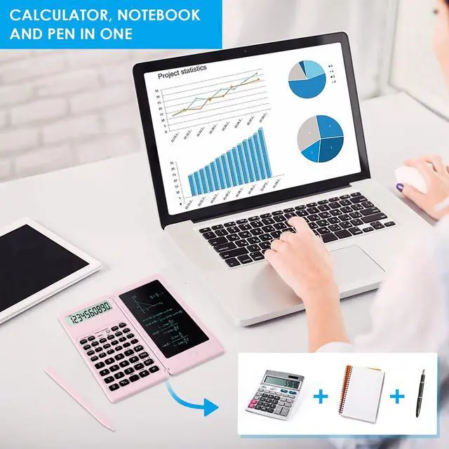 Alt view image 2 of 7 - Scientific Calculators for Students, 10-Digit Large Screen, Math Calculator with Notepad, Classroom Must Haves for Middle High School Supplies & College Pink