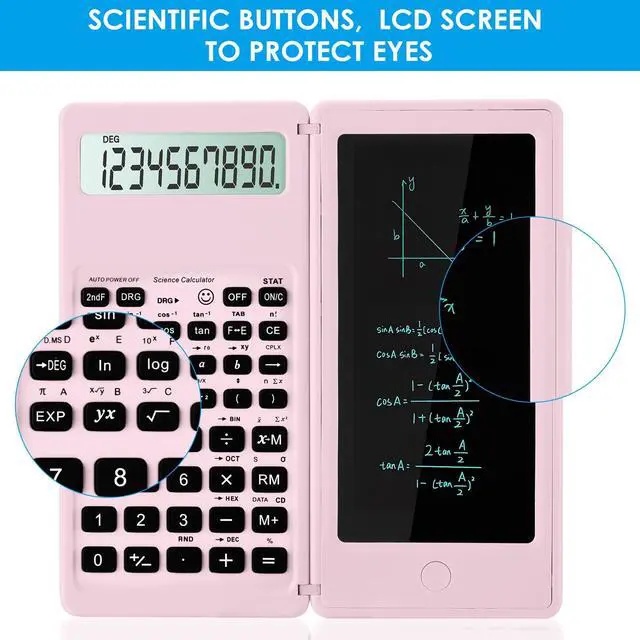 Alt view image 4 of 7 - Scientific Calculators for Students, 10-Digit Large Screen, Math Calculator with Notepad, Classroom Must Haves for Middle High School Supplies & College Pink