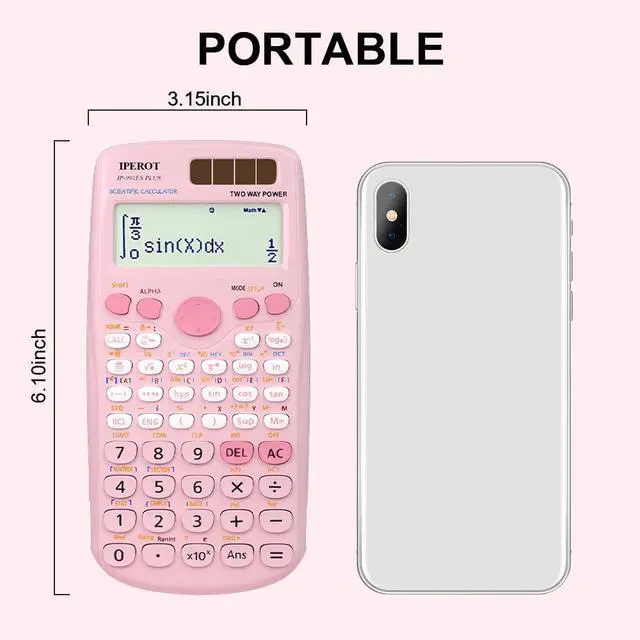 Alt view image 5 of 7 - Scientific Calculators, Pink Scientific Calculator 417 Function, Desktop Math Solar Calculators School Supplies Suitable for High School and College Students Algebra and Other Math Textbooks