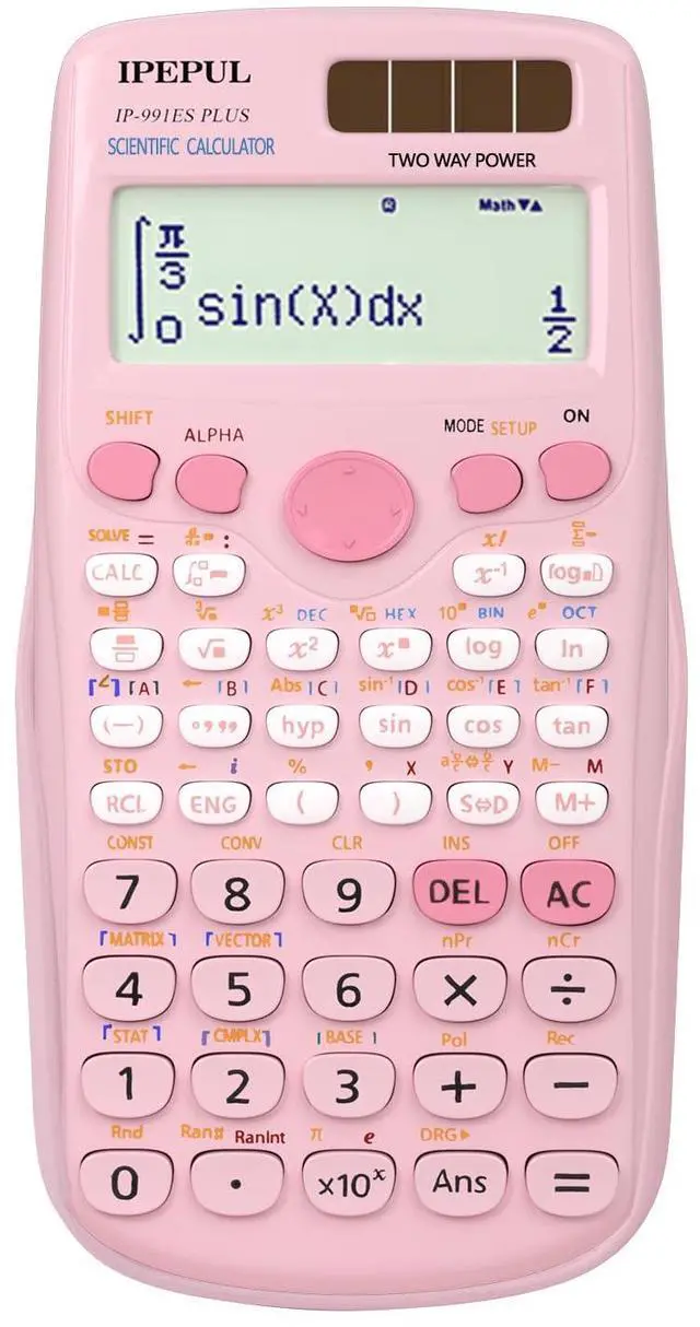 Main image of Scientific Calculators, Pink Math Calculator with 417 Function, Solar Battery Power and 4-Line Display, School Supplies for Middle High College Students Teachers (Pink 991ES Plus)
