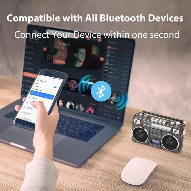 Alt view image 3 of 7 - Retro Vintage Radio Bluetooth Speakers Vintage Decor Small Wireless Speakers Stereo Radio Portable FM with Rich Bass Speakers Support TF Card for Home/Outdoor/Gift