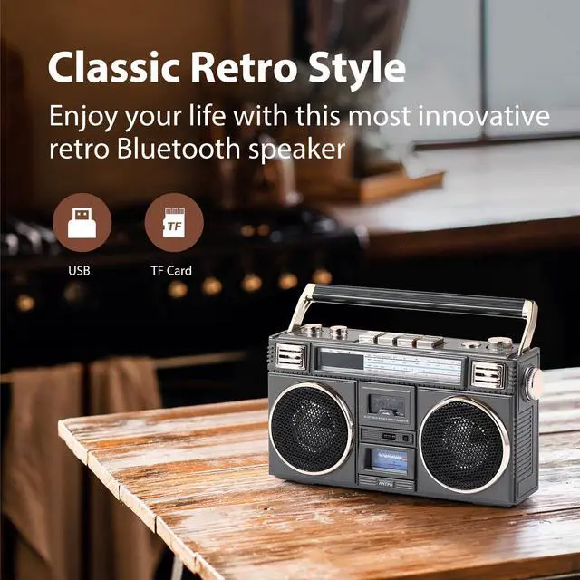 Alt view image 5 of 7 - Retro Vintage Radio Bluetooth Speakers Vintage Decor Small Wireless Speakers Stereo Radio Portable FM with Rich Bass Speakers Support TF Card for Home/Outdoor/Gift